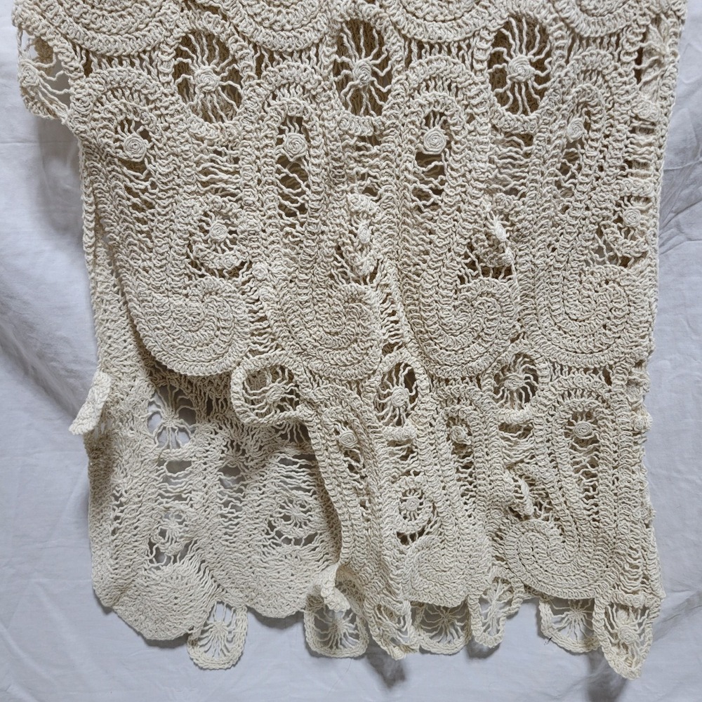 Miss Me Crochet Lace Maxi Skirt Cream Bohemian Festival Women's Medium Lined - Picture 3 of 7